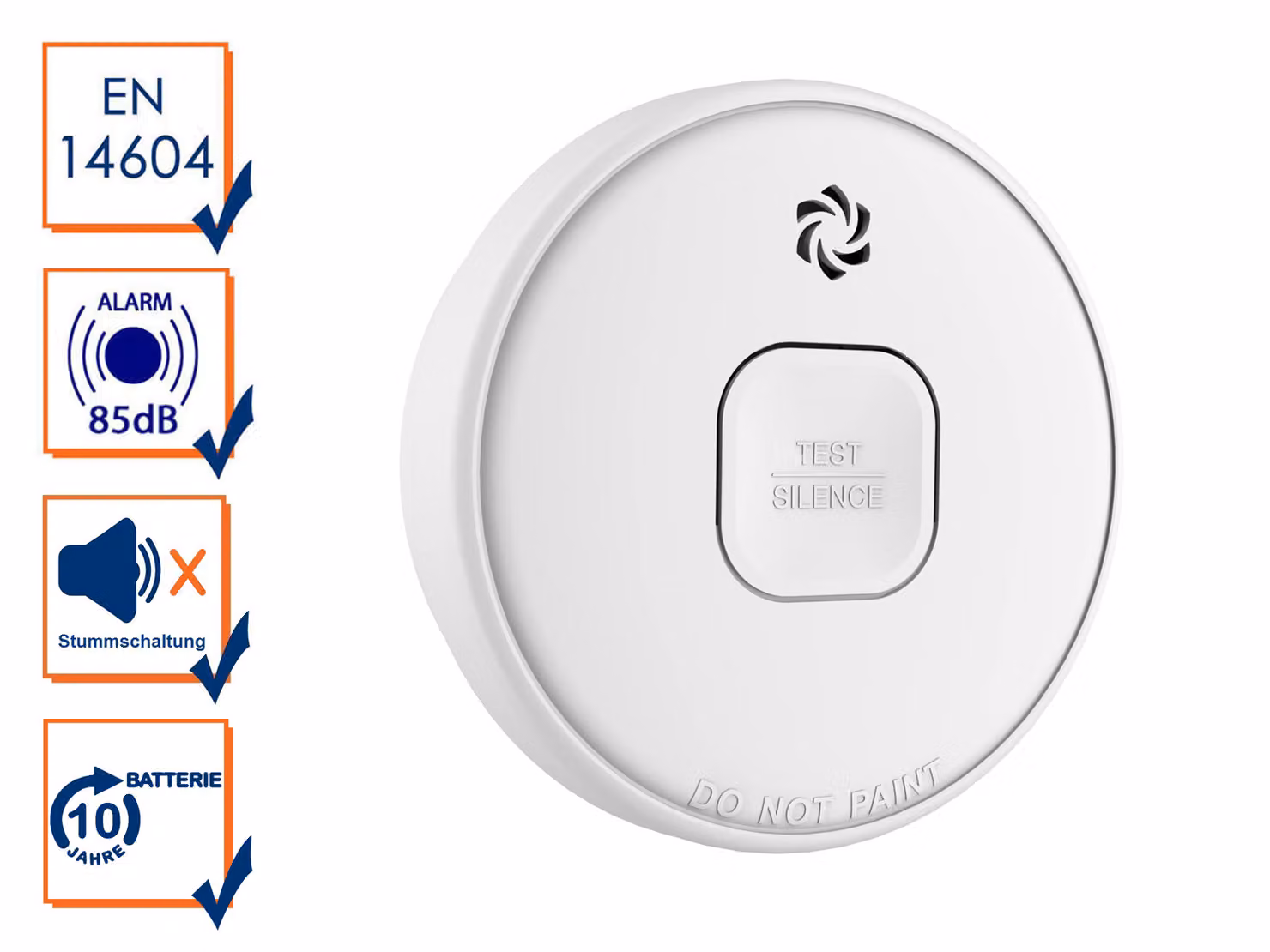 Mini rilevatore di fumo fotoelettrico con batteria da 10 anni, adatto anche per la cucina, con pulsante di prova