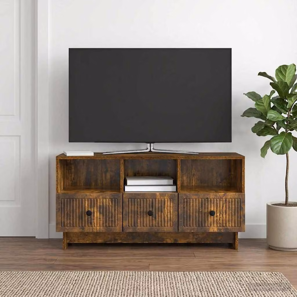 Mobile TV vidaXL in legno ingegnerizzato color rovere fumo, L 102 x P 34,5 x H 50 cm
