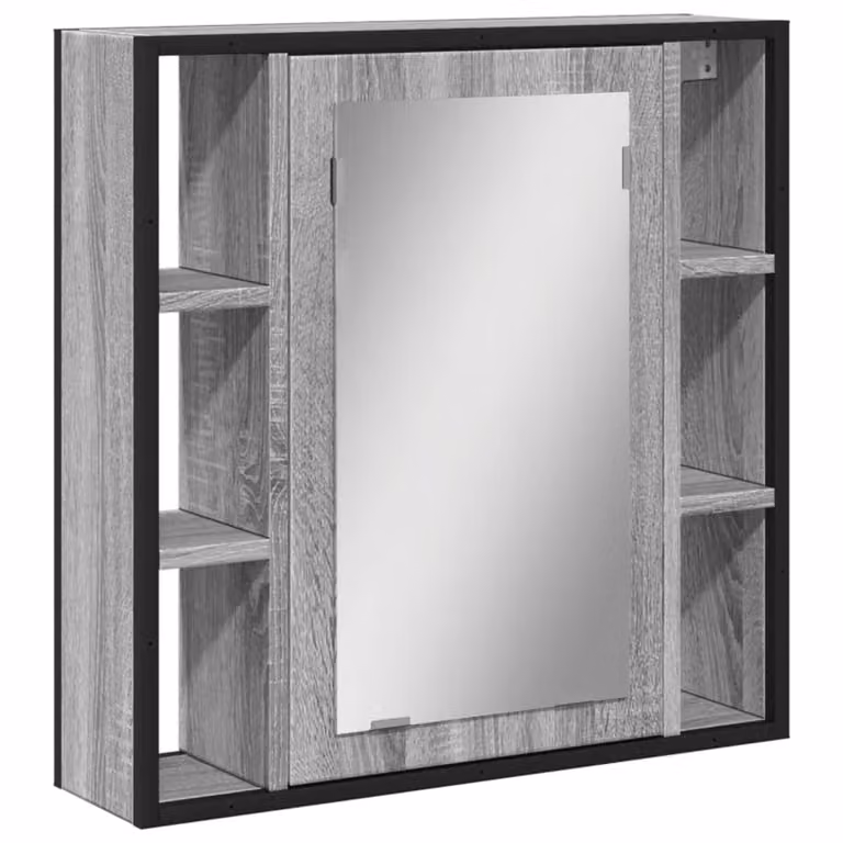 Mobile Specchio da Bagno Grigio Sonoma 60x16x60 cm Multistrato