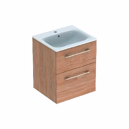 Geberit Selnova Square - Mobile lavabo 635x538x480 mm, con lavabo, 2 cassetti, noce chiaro 501.235.00.1