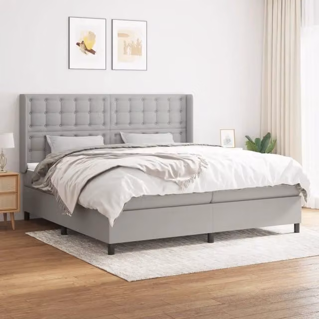 Letto Ibrido vidaXL con Giroletto a Molle e Materasso Grigio e Bianco L/P/H: 200 x 203 x 128 cm – 1