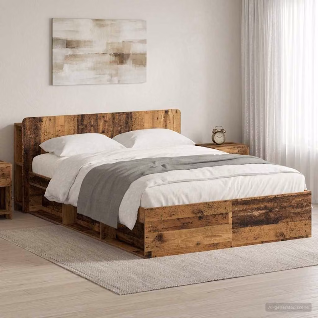 vidaXL Letto con cassetti in legno color marrone L/P/H: 190 x 140 x 154 cm
