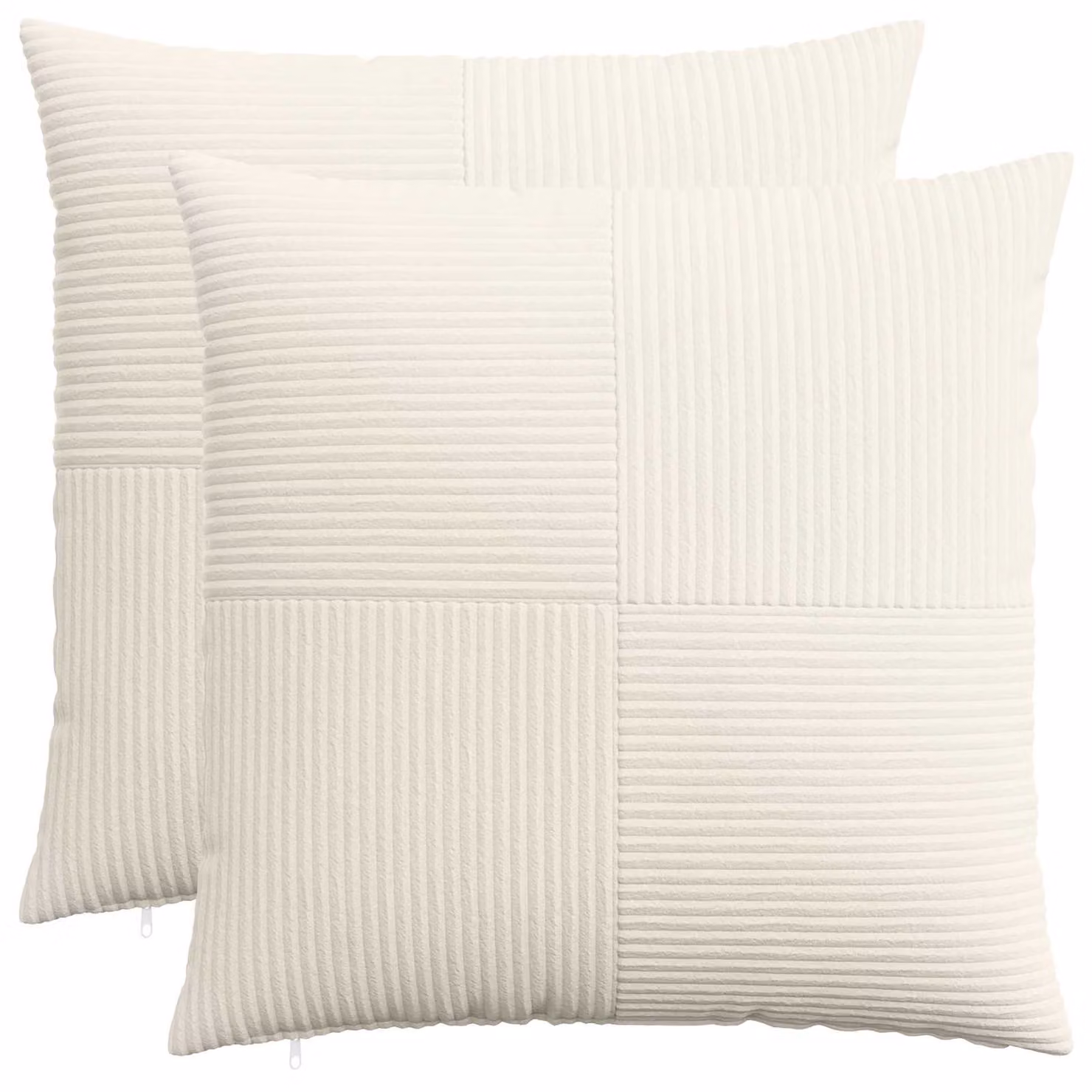 Set di 2 federe vidaXL ALMELO in velluto a coste color beige, 55 x 55 cm