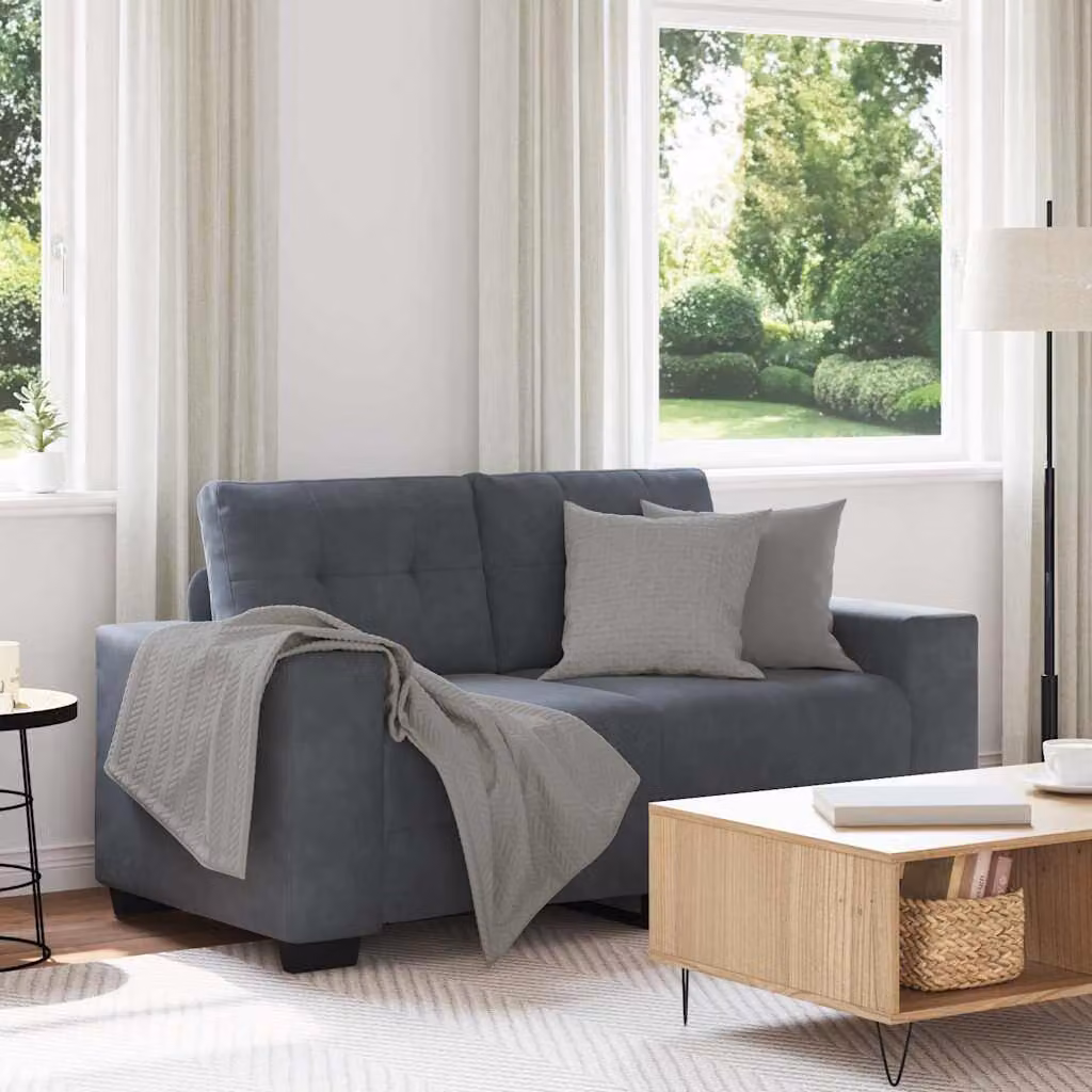 vidaXL Divanetto Moderno in Velluto Grigio con Cuscini L: 160 cm, P: 77 cm, H: 82 cm