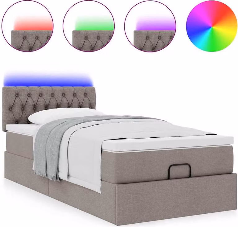 Pouf Letto con Materasso Tortora 100x200 cm in Tessuto