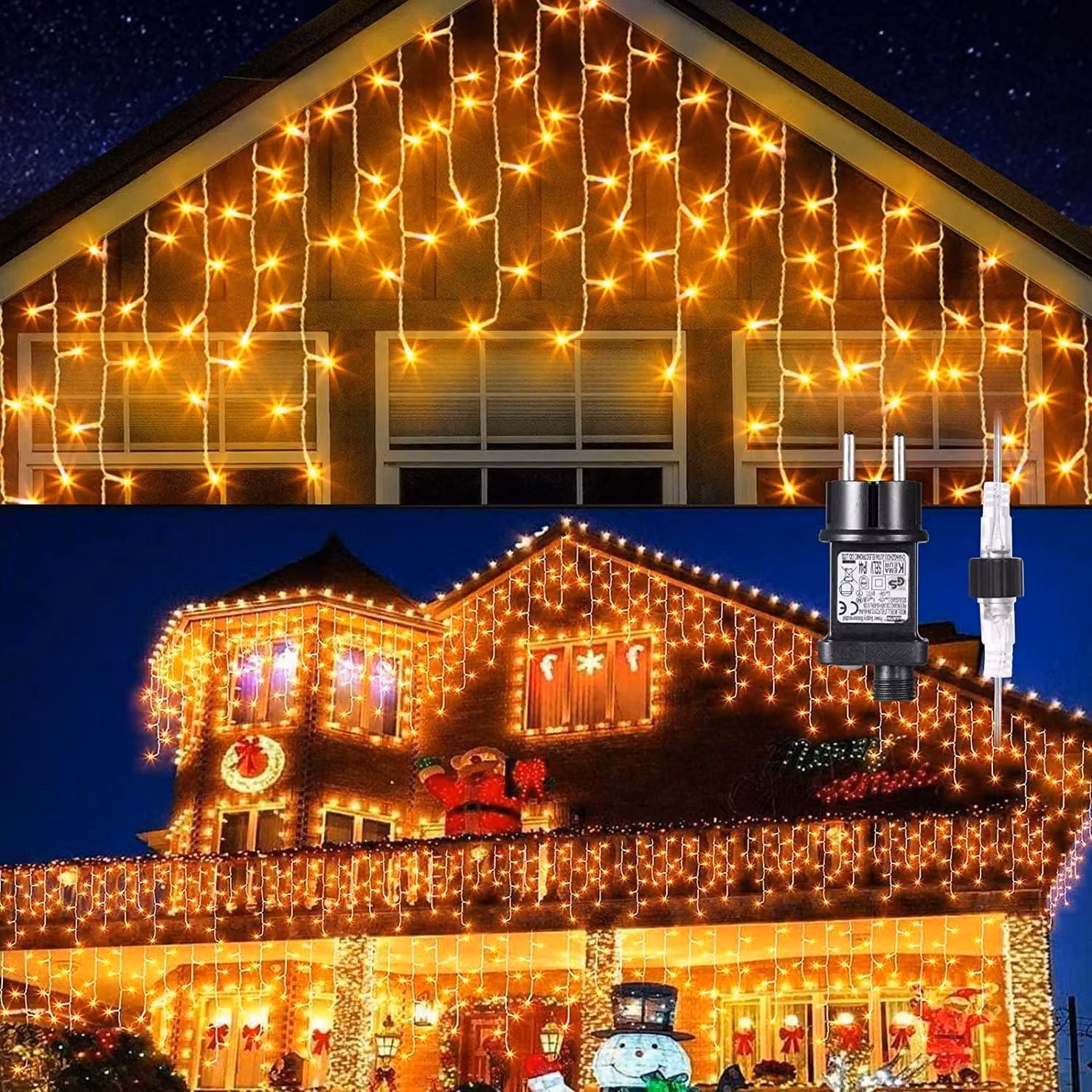 Tenda luminosa a LED, 4 x 0,6 metri, 600 LED, luce bianca calda, grado di protezione IP44, 8 modalità