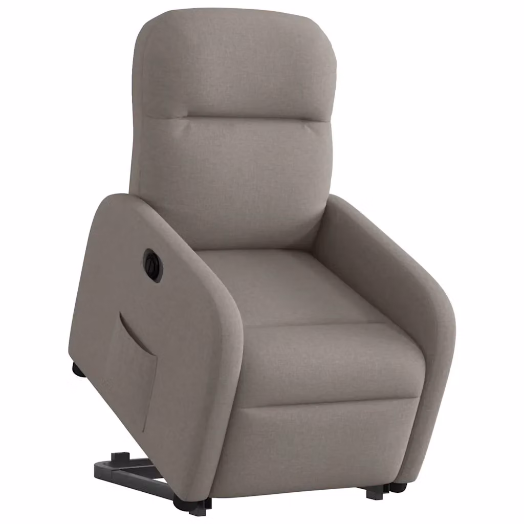 Poltrona Alzapersona Reclinabile Elettrica vidaXL in Tessuto Beige e Grigio con Supporto per Senior e Braccioli – 2