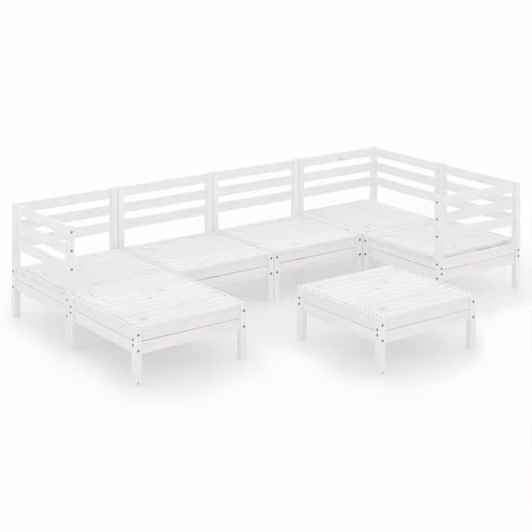Set Salotto da Giardino 7 pz in Legno Massello di Pino Bianco