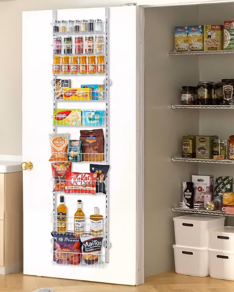 Organizzatore per dispensa a parete 9 ripiani portaspezie Bianco Cucina