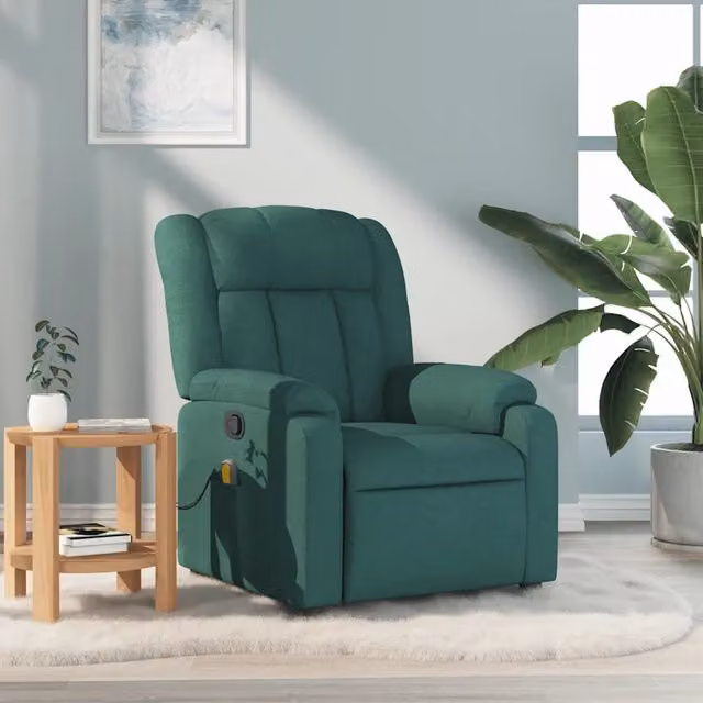 Fauteuil de massage inclinable Vert foncé Tissu
