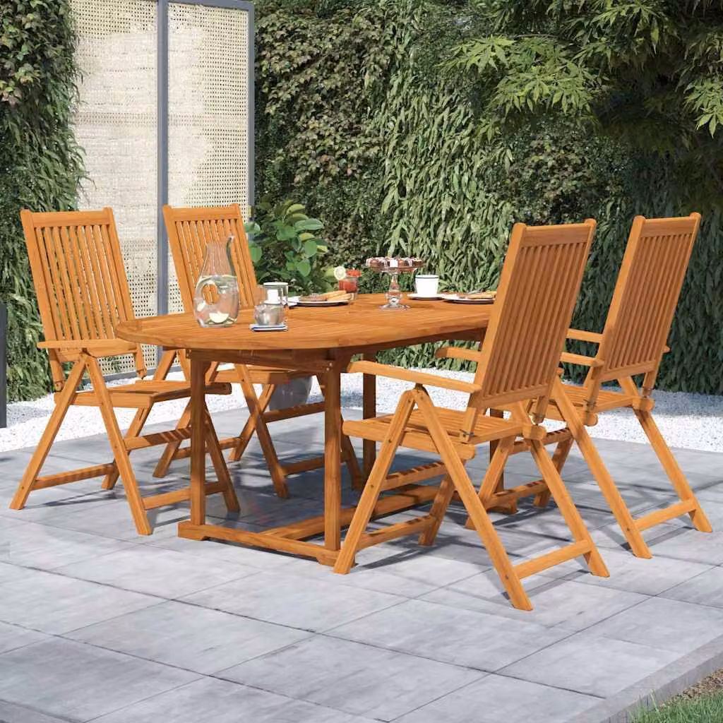 Set Mobili da Pranzo da Giardino vidaXL in Legno di Acacia Marrone, 5 Pezzi