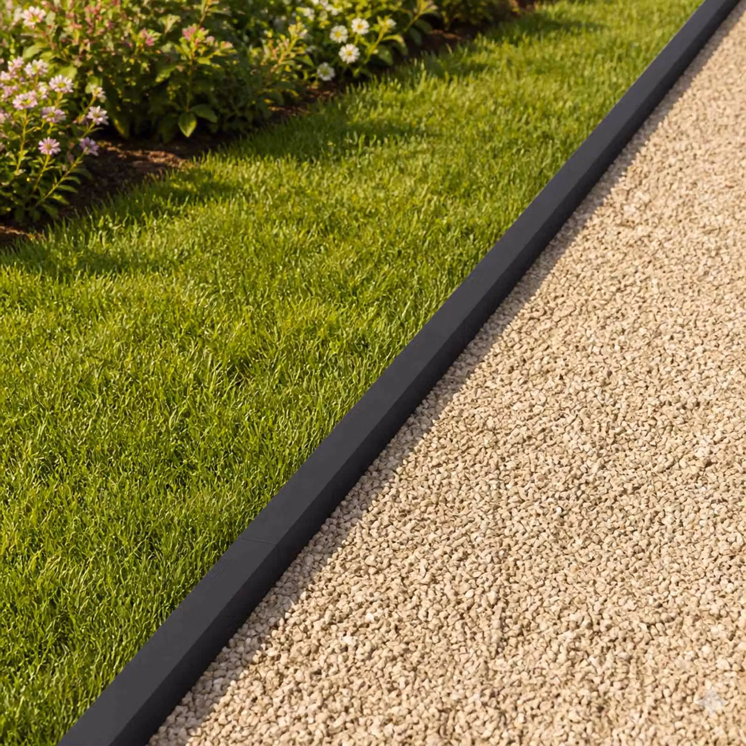 Set di 2 profili di copertura per giardino vidaXL in acciaio, disponibili in nero o antracite, L: 100 cm, P: 6 cm, H: 5 cm