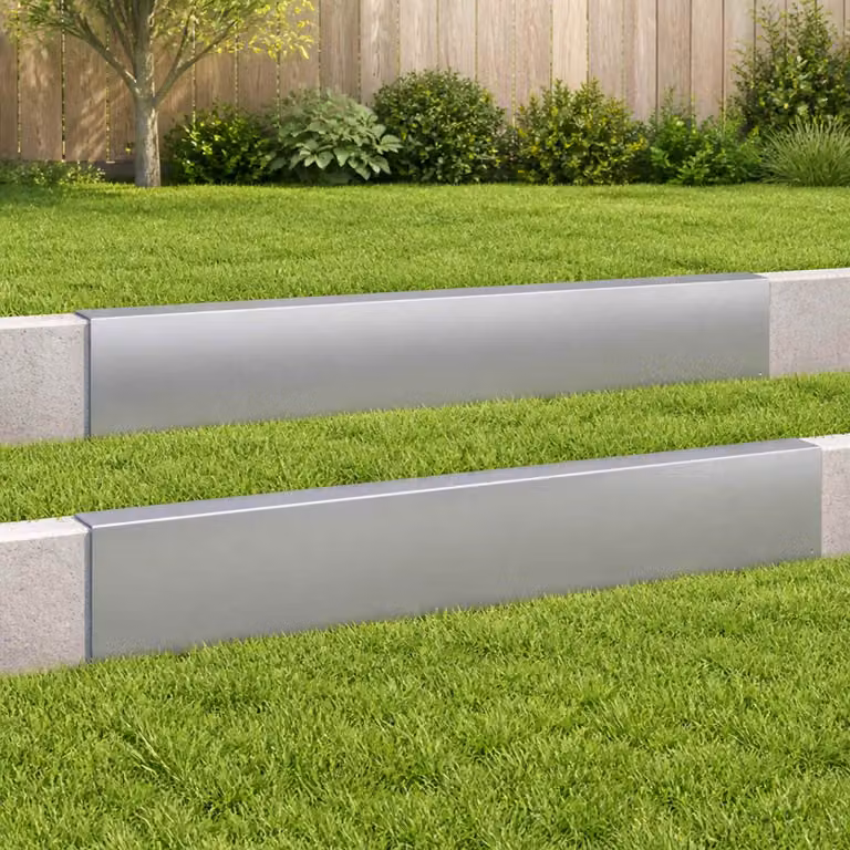 Set di 2 profili di copertura per giardino vidaXL in acciaio zincato grigio, L: 100 cm, H: 15 cm, P: 5 cm