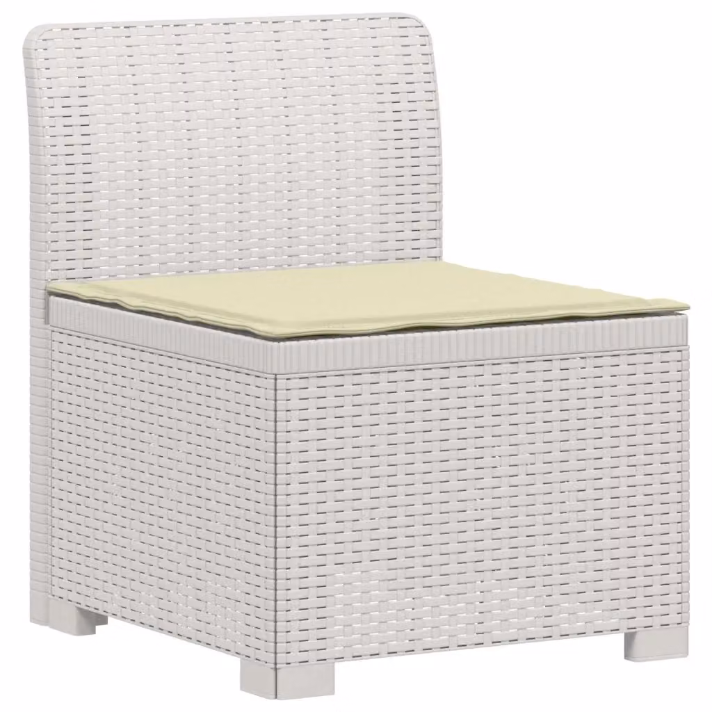 Divano da giardino a 1 posto con cuscino in design moderno effetto rattan bianco per esterno e balcone – 2