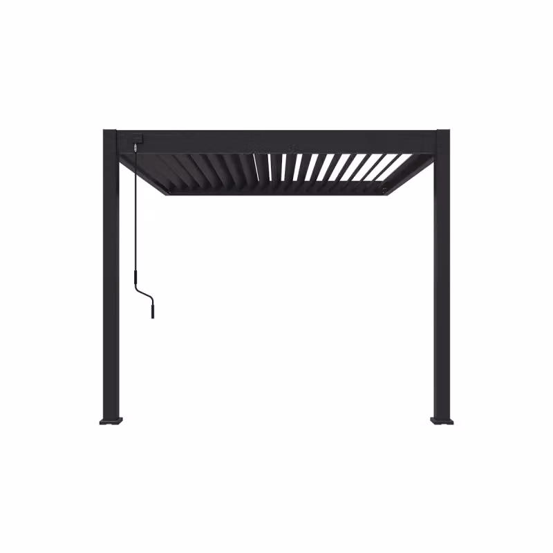 Pergola bioclimatica addossata Ombréa VS colore Antracite con tenda inclusa L: 300 cm, P: 300 cm – 2