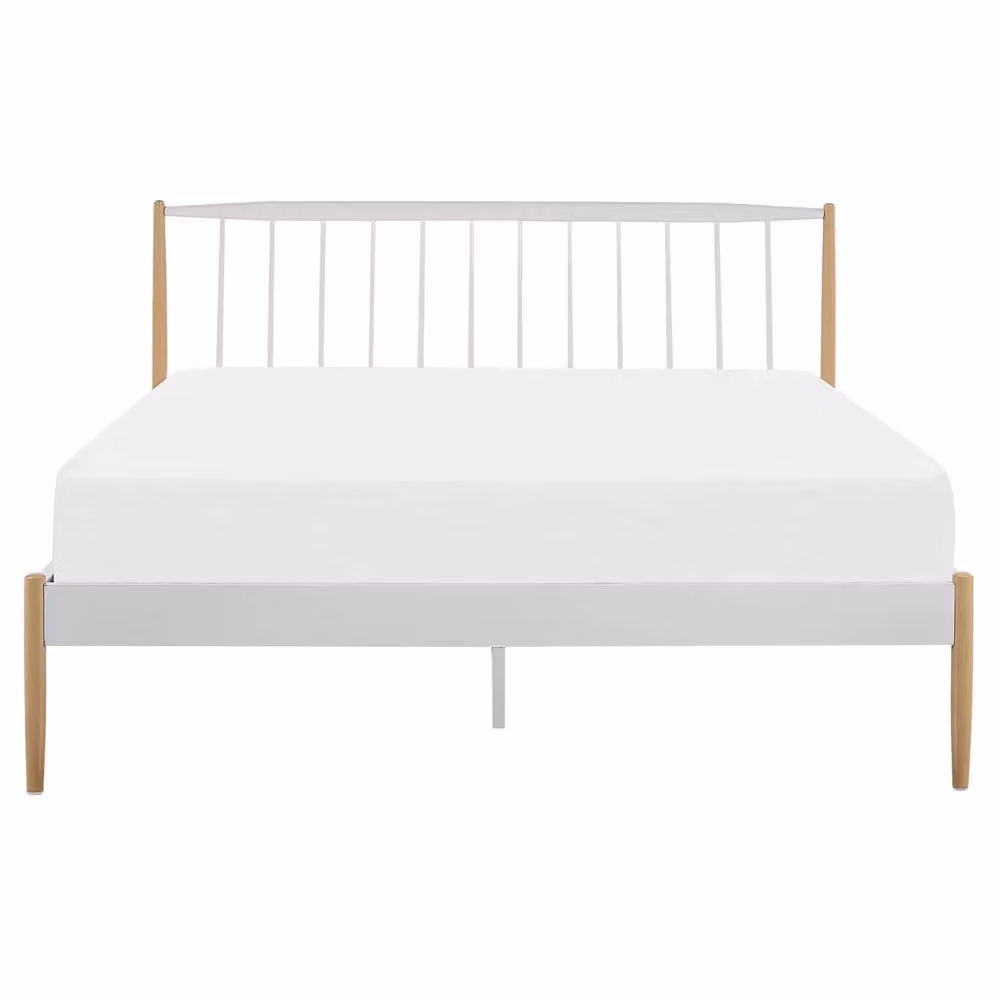 Letto Beliani in stile scandinavo bianco con gambe in legno di pioppo e base a doghe in metallo L/P: 160 x 200 cm – 2