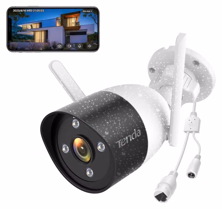 Telecamera di sorveglianza Tenda per esterni WLAN, telecamera IP 1080P con visione notturna a colori da 30 m, audio bidirezionale, allarme, rilevamento persone e rilevamento movimento, IP66, memoria SD card/cloud/NVR, CT3