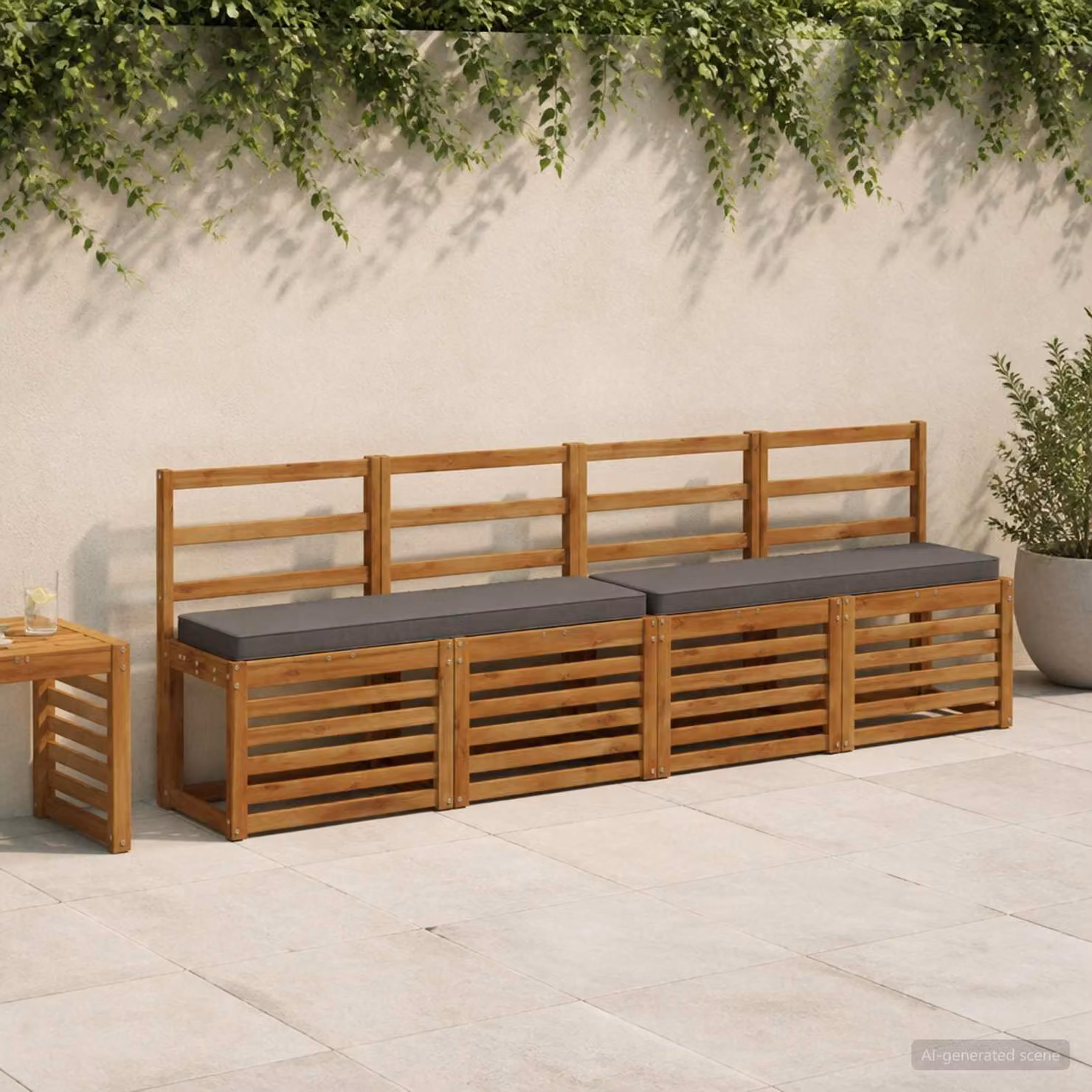 Cuscino per Panchina vidaXL VUGHT Grigio in Poliestere con Rivestimento Lavabile e Resistente ai Raggi UV