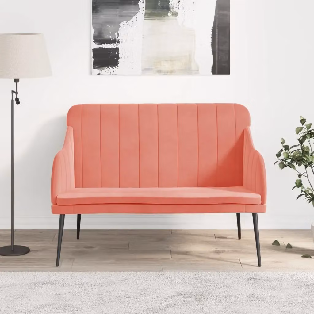 Panca moderna in velluto rosa DESIGN IN L/P/H: 110 x 76 x 80 cm – 2