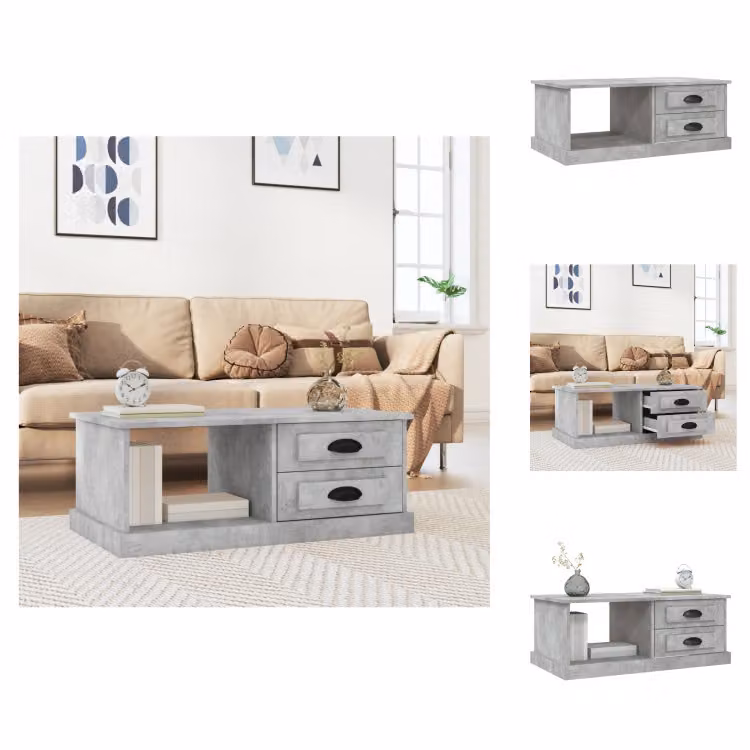 vidaXL Tavolino da caffè grigio cemento 90x50x35 cm in legno - Tavolini da caffè