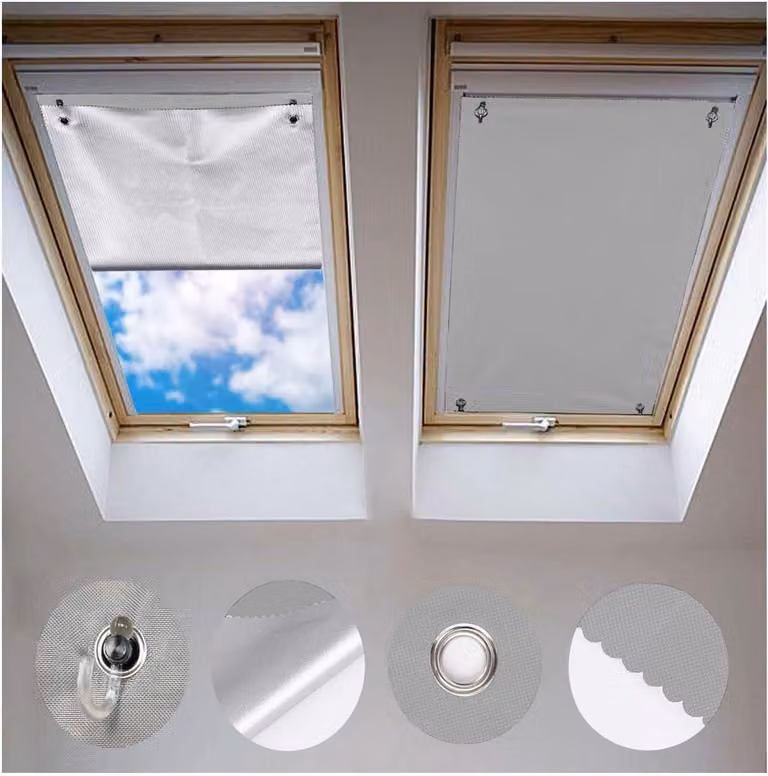 Tenda oscurante per finestre con ventosa, 72 x 118 cm, tenda termica senza foratura, grigia | Tenda oscurante per lucernari, tessuto Oxford, 4