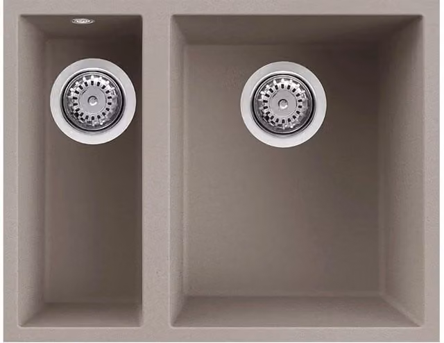 Lavello Elleci Incasso 2 vasche 56x44 Quadra 150 Sottotop Granitek Grigio Tortora LGQ15043BSO