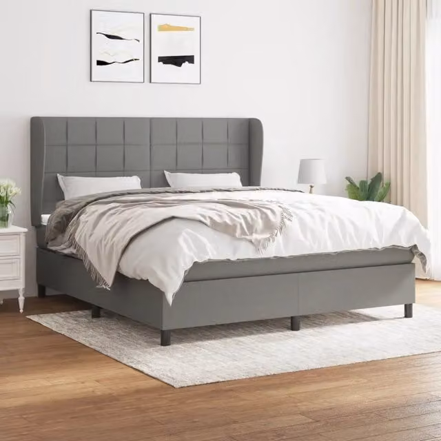 Giroletto a Molle con Materasso Grigio Scuro 180x200 cm Tessuto 3127982