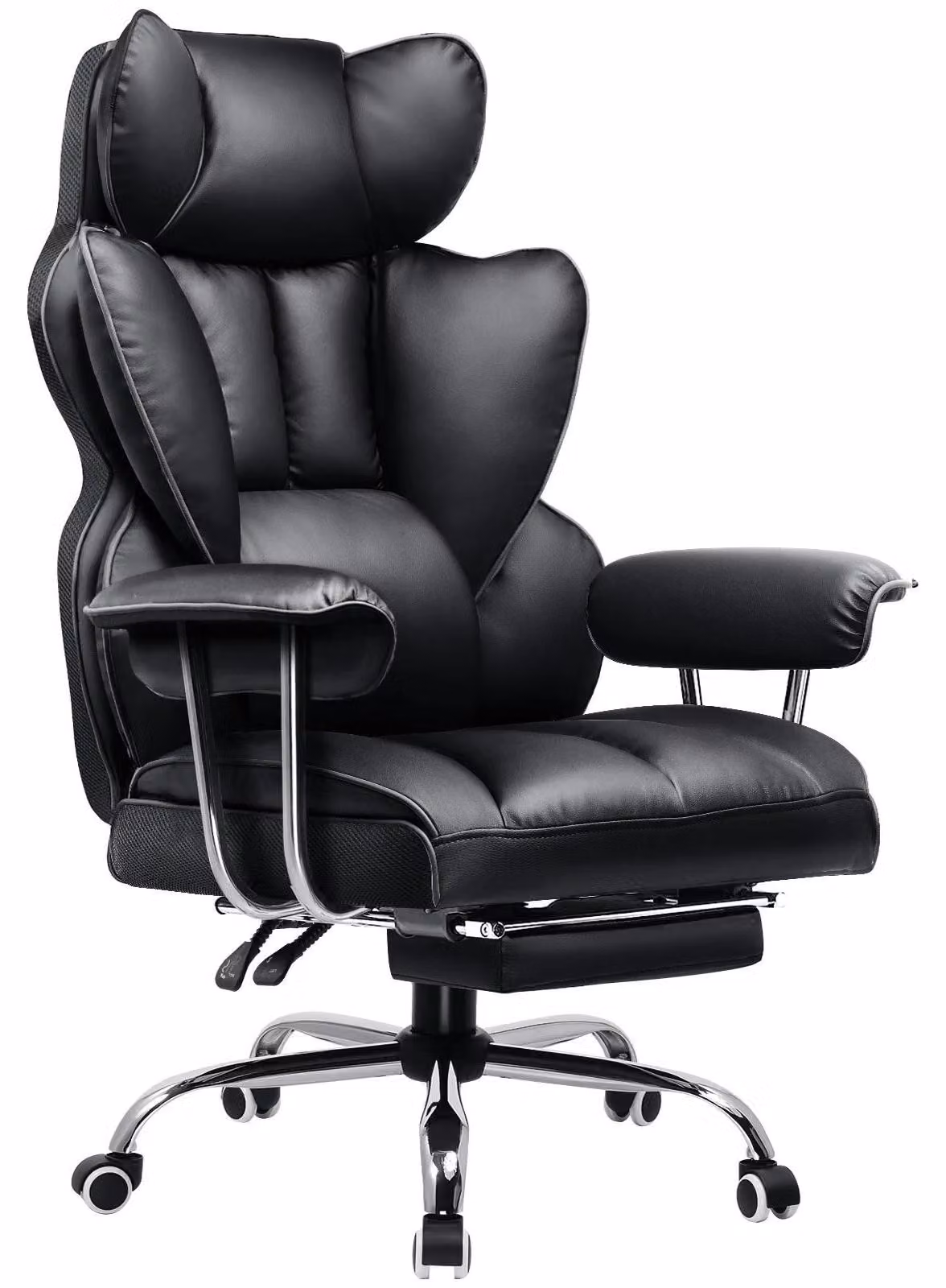 Sedia da gaming - Sedia da ufficio - Ergonomica - Regolabile in altezza - Girevole a 360° - Rivestimento in pelle - Struttura in metallo - Portata 150 kg - Nera