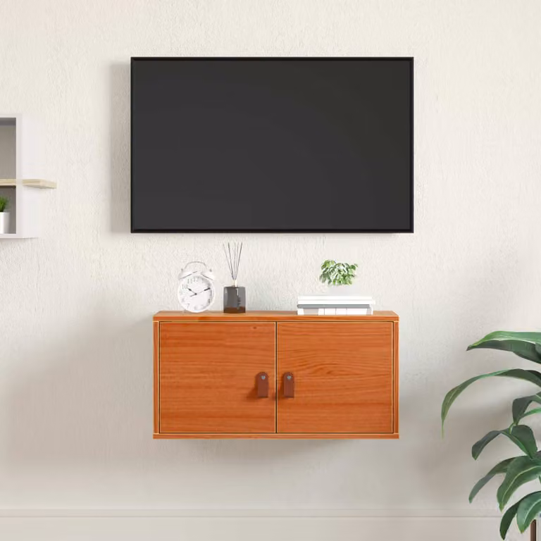 Armadietto a muro vidaXL in pino massello marrone cerato con ripiani interni L 60 cm, P 30 cm, H 30 cm