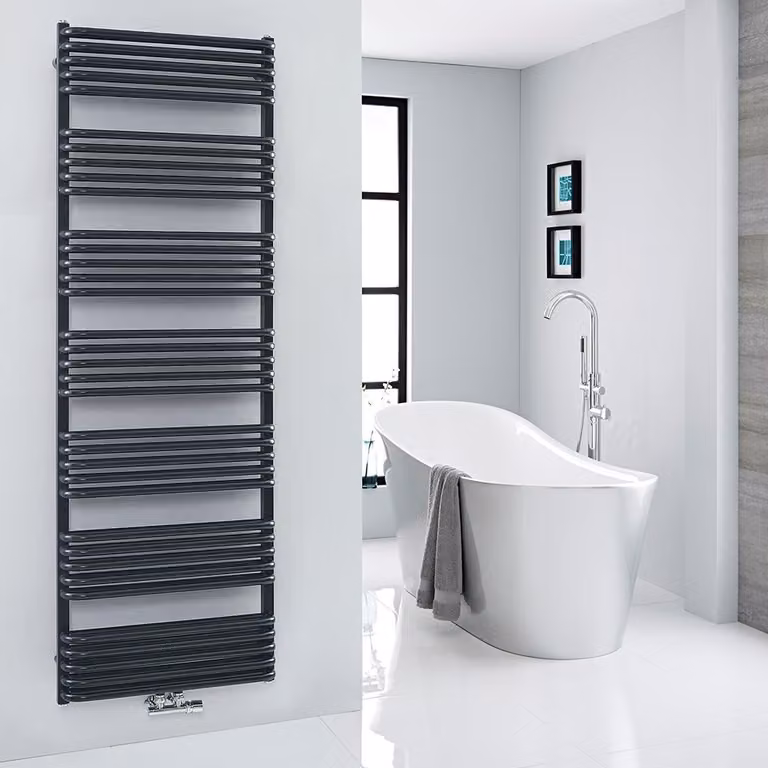 Scaldasalviette Nero Attacco Centrale 1800x600mm - Termoarredo Bagno - Stile Moderno - Arch