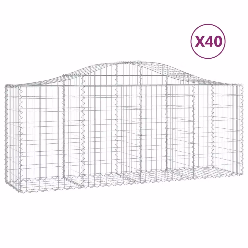 Set di 40 Cesti Gabbioni ad Arco vidaXL in Acciaio Zincato Argento L: 200 cm, P: 50 cm, H: 80-100 cm – 2