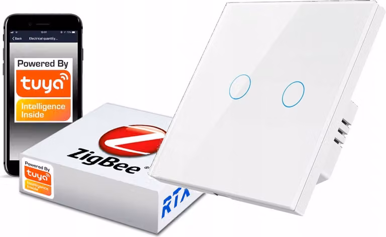 TUYA Interruttore tattile ZigBee 2bw bianco #senza N