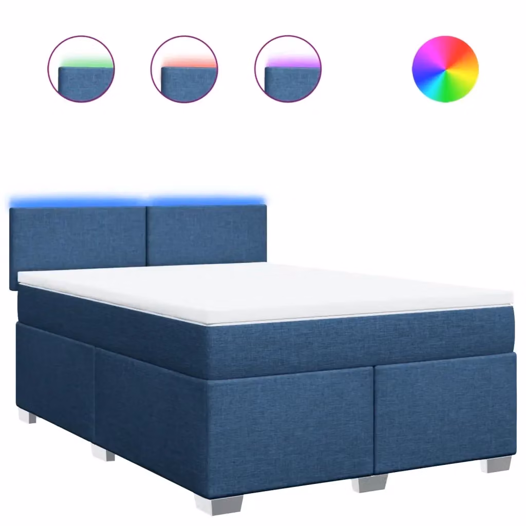 Letto Ibrido Moderno vidaXL in Legno di Pino con Materasso Blu e Bianco L/P: 160 x 200 cm – 2