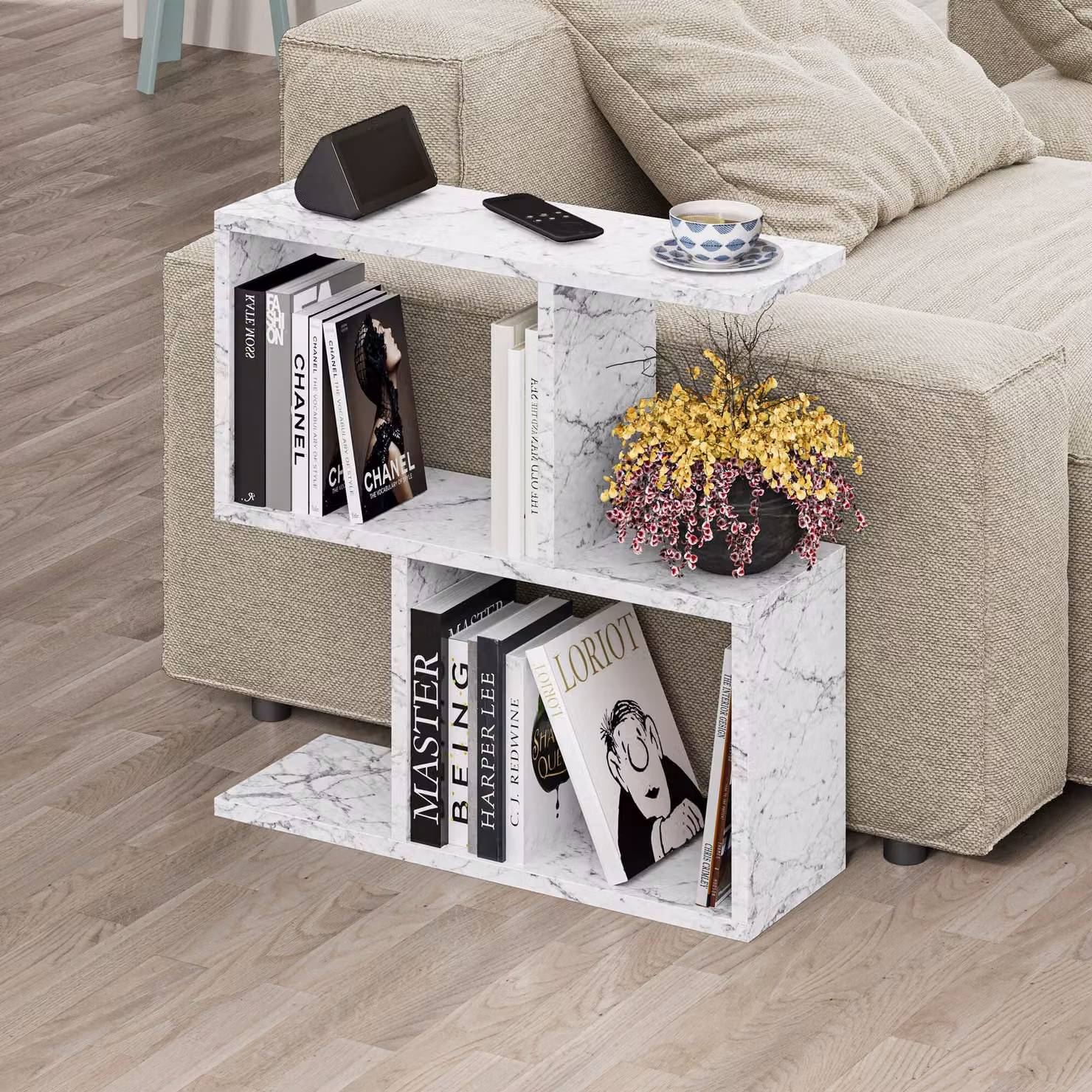 Skye Decor, tavolino moderno con aspetto in marmo di Carrara, 60 x 60 x 20 cm | 100% pannello di particelle rivestito in melamina, spessore 18 mm | Design elegante, capacità di carico: 20 kg, ideale per la vostra casa.