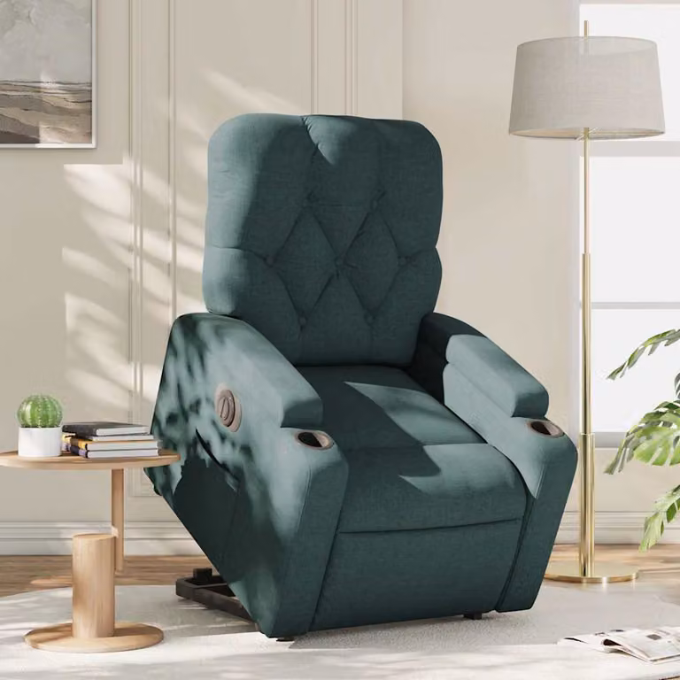 vidaXL Poltrona Alzapersona Reclinabile Elettrica Verde con Braccioli e Supporto per Senior