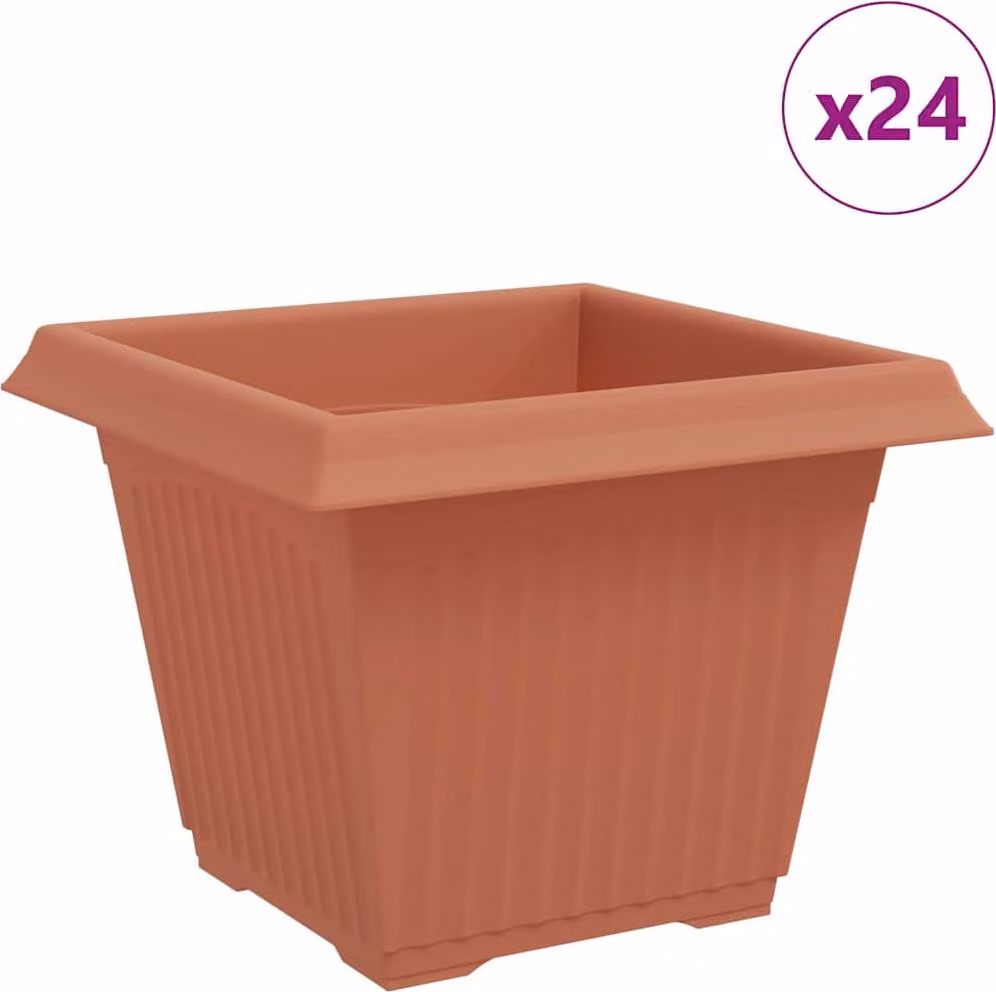 Vaso quadrato per fiori 24 pcs Rosso Mattone Plastica