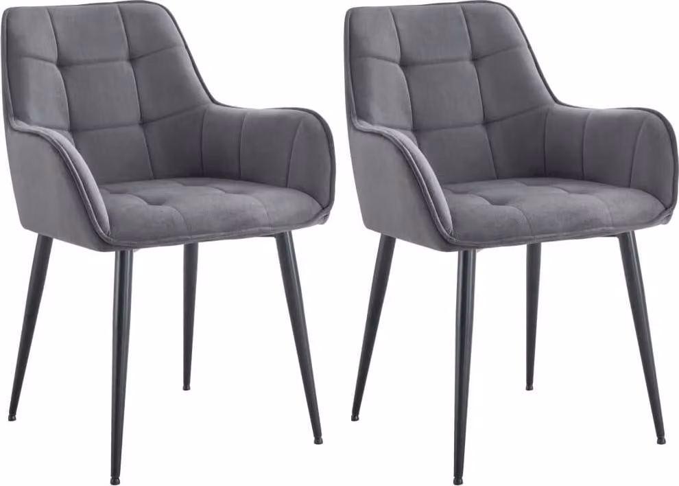 set di 2 sedie da pranzo - Poltrona in velluto - Comfort ergonomico | Colore: grigio scuro