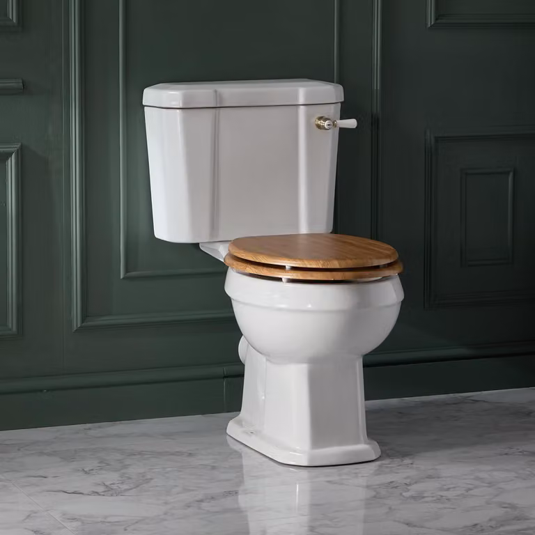 WC Monoblocco Tradizionale con Cassetta e Sedile Rovere Oro Satinato - Richmond