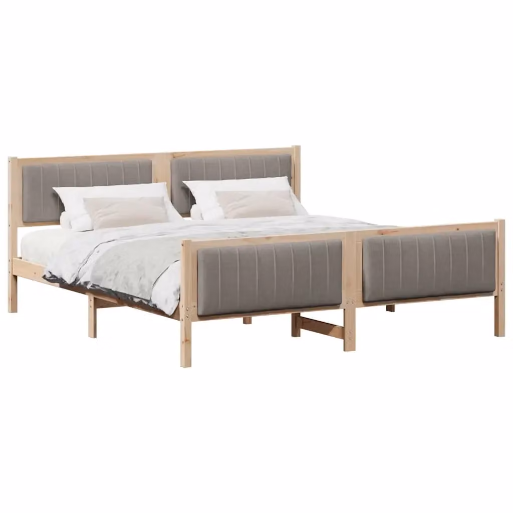 Struttura del letto moderna vidaXL con testiera in tessuto e legno di pino, Marrone, 180 x 200 cm – 2
