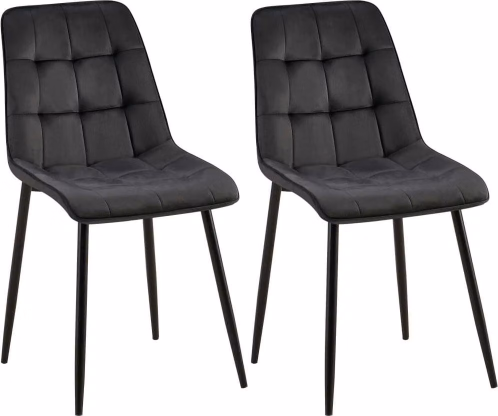 set di 2 sedie da pranzo - sedie in velluto - elevato comfort di seduta | Colore: Nero | Materiale: Morbido