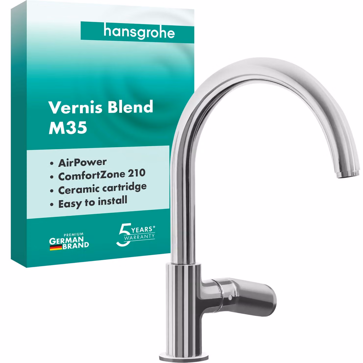 Miscelatore monocomando per lavello da cucina, 210 mm, cromato, girevole