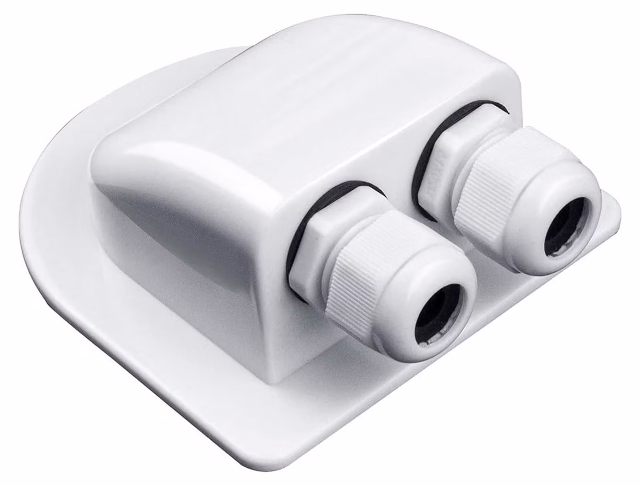 Passacavo solare IP68, a due fori, in ABS, bianco, per camper