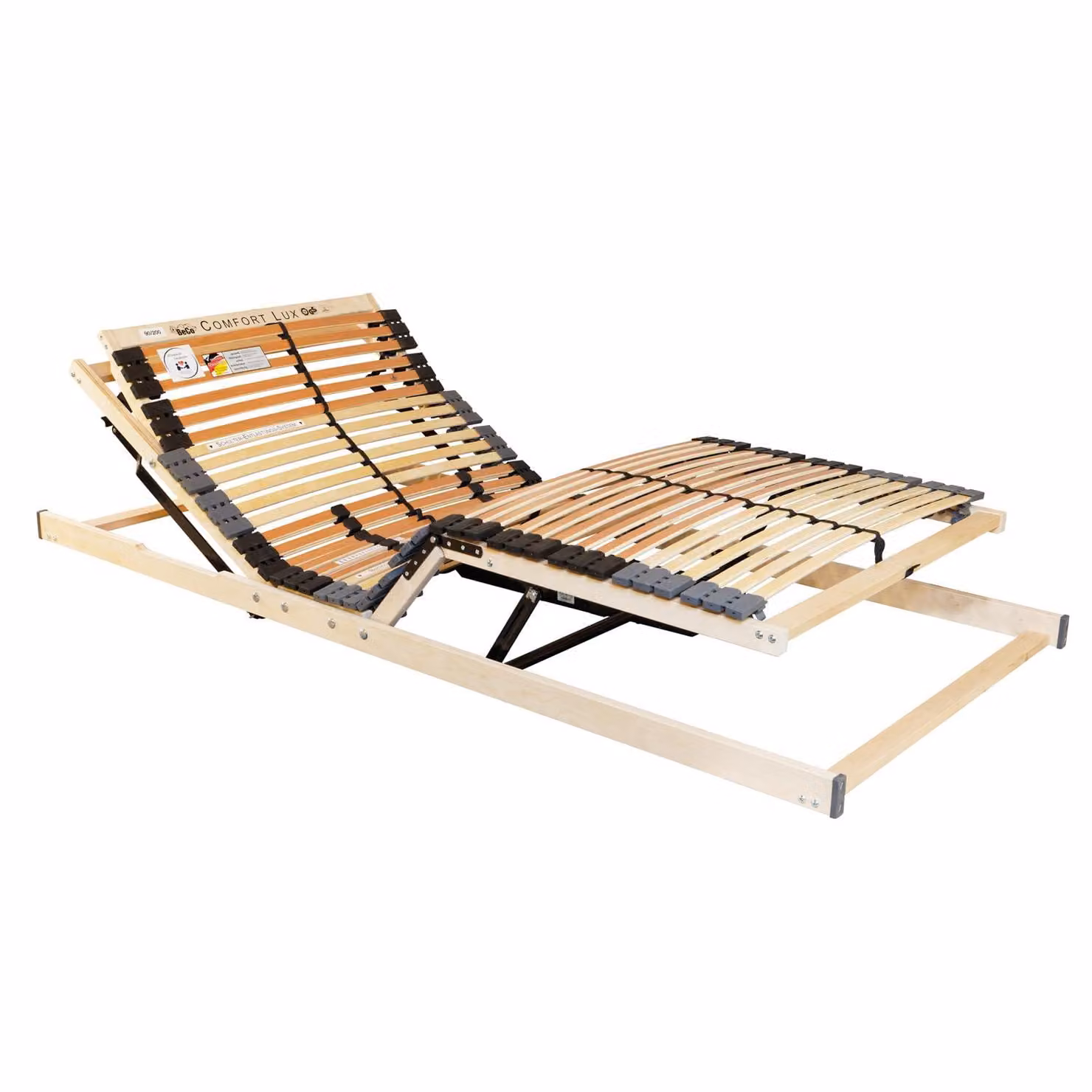 Rete a doghe BeCo Comfort Lux / 140 x 200 cm / regolabile elettricamente / radiocomando / 42 doghe / completamente assemblata / supporto per il collo integrato