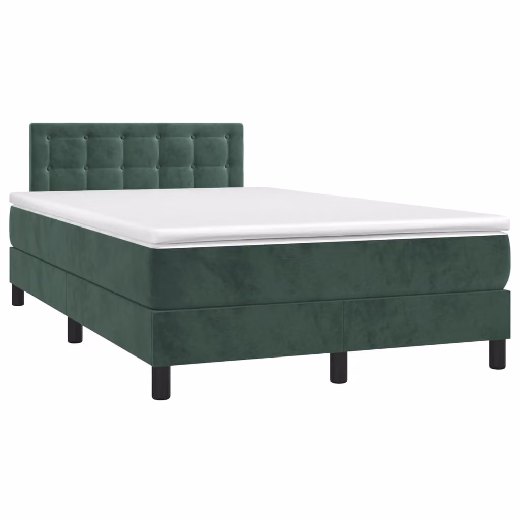 Maison Exclusive - Letto a Molle con Materasso e LED Verde Scuro 120x190cm Velluto