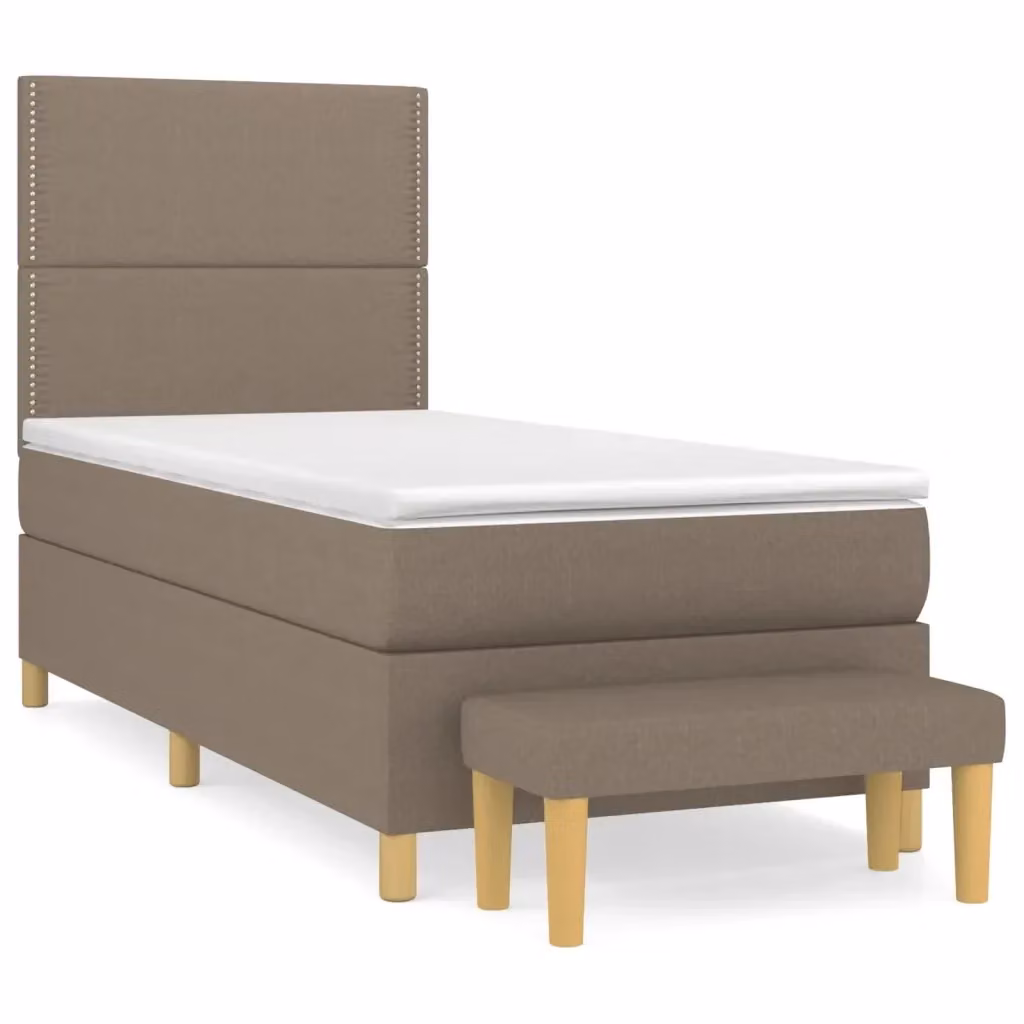 vidaXL Letto Ibrido con Giroletto a Molle e Materasso in Tessuto Beige e Bianco L/P/H: 200 x 100 x 128 cm – 2