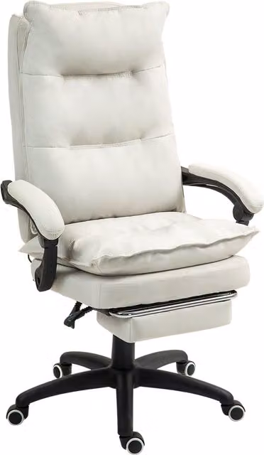 Vinsetto Sedia da ufficio massaggiante, ergonomica, girevole e regolabile, bianco crema   Aosom Italy