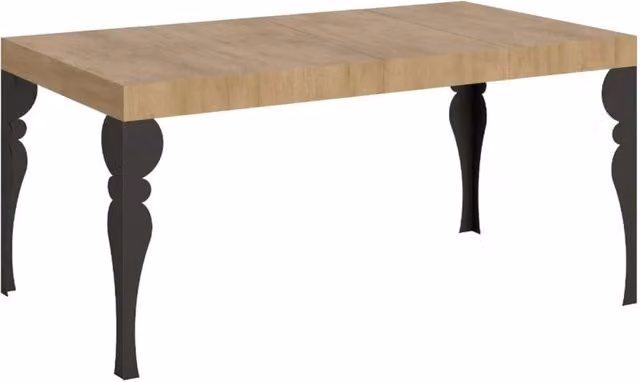 Tavolo allungabile moderno Itamoby in legno quercia e metallo antracite L: 120/380 cm, P: 90 cm