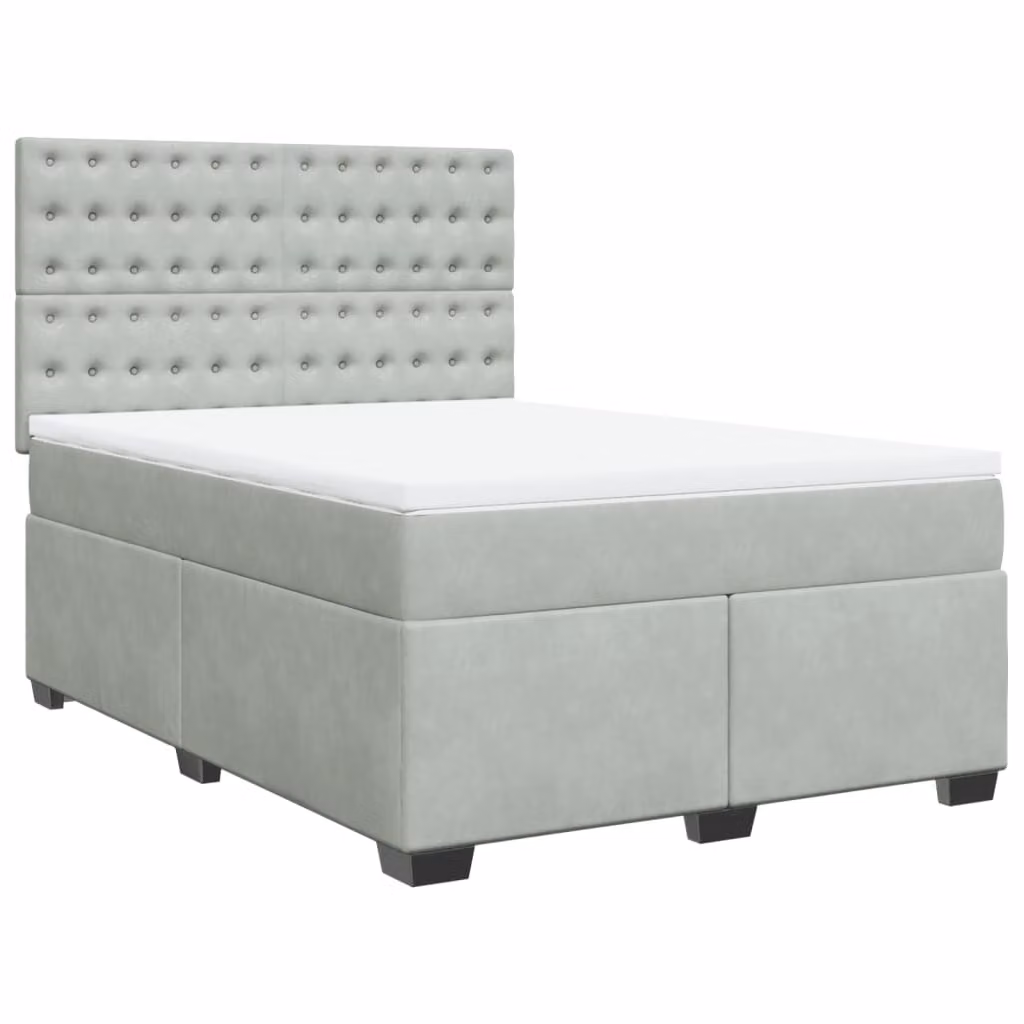 Giroletto a Molle con Materasso Grigio Chiaro 160x200cm Velluto