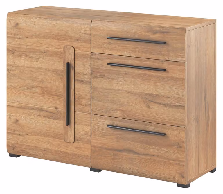 Credenza Toro cassettiera 120x39x86cm MDF rovere Grandson 1 anta
