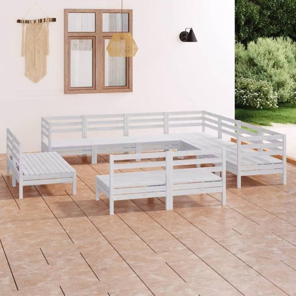 Maison Exclusive - Set Salotto da Giardino 11 pz in Legno Massello di Pino Bianco